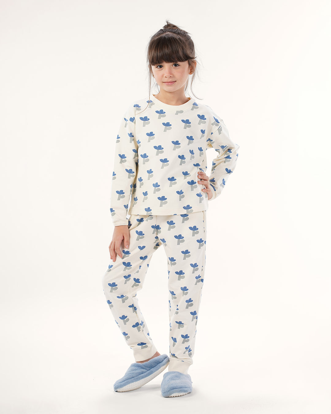 بيجاما كم طويل ورود مرحة