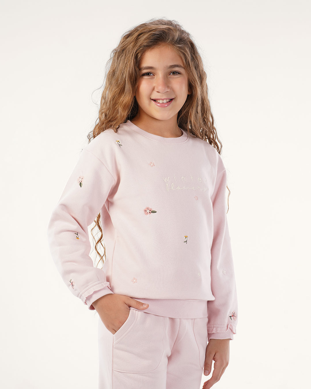 بيجاما كم طويل أزهار الشتاء