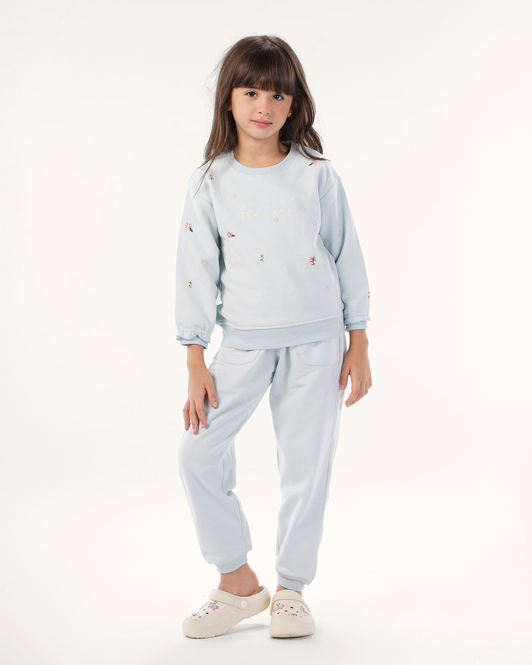 بيجاما كم طويل أزهار الشتاء