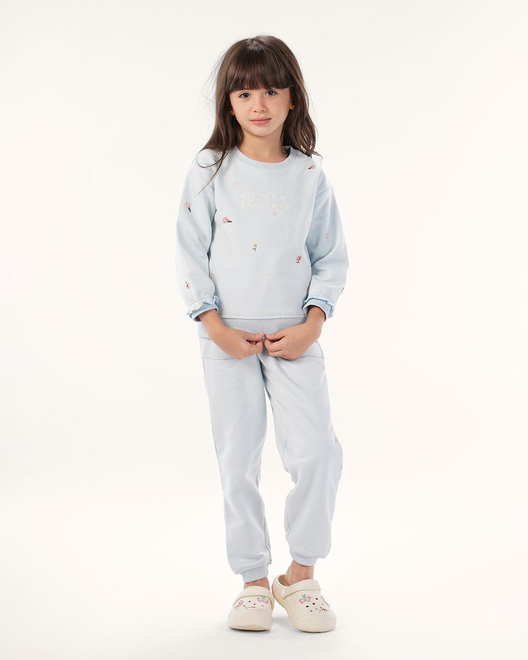 بيجاما كم طويل أزهار الشتاء