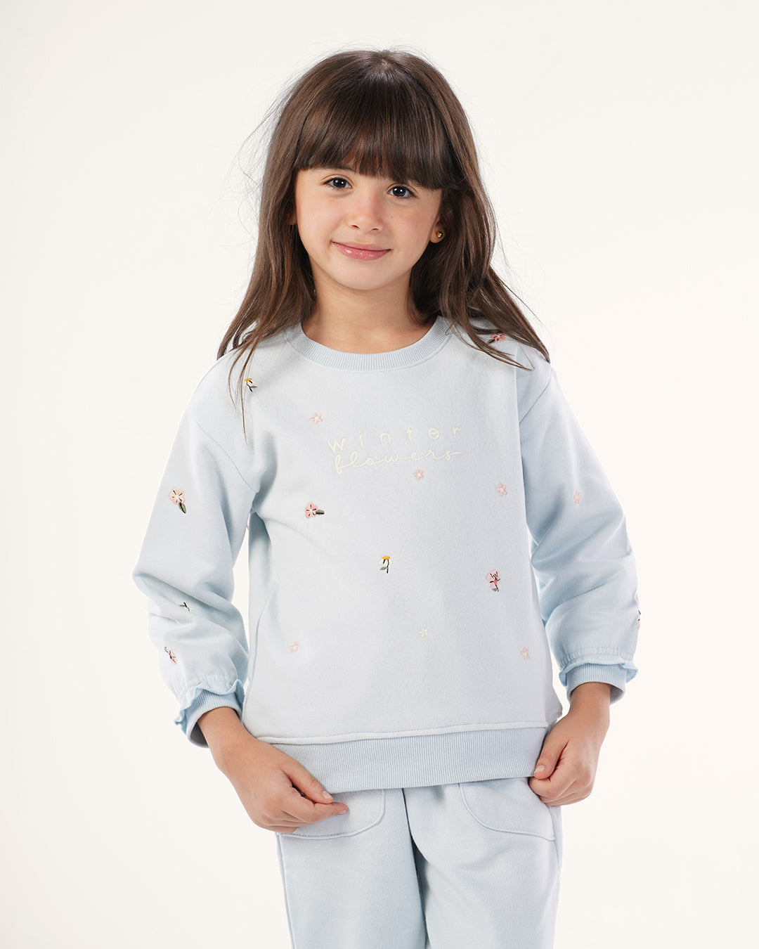 بيجاما كم طويل أزهار الشتاء