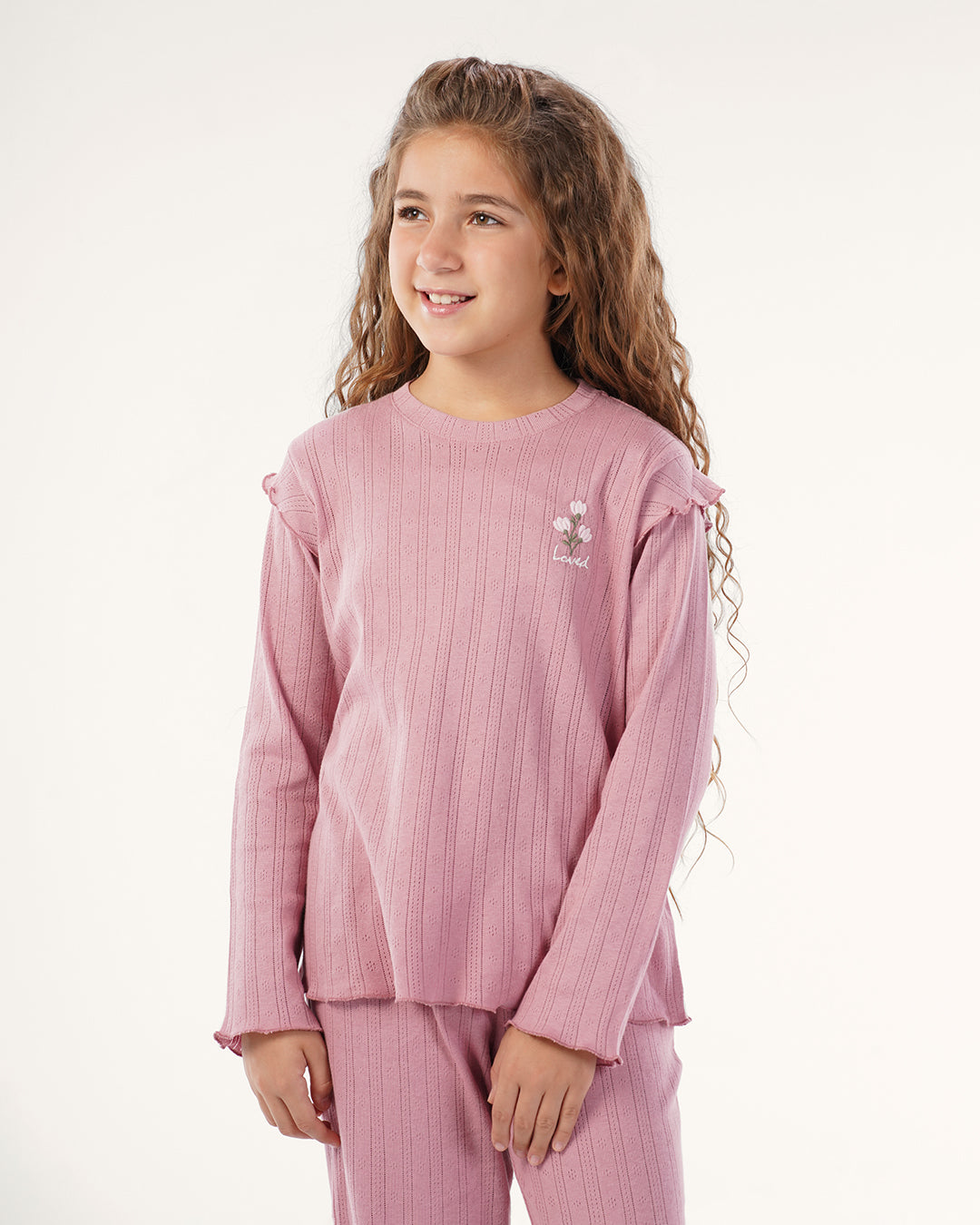 بيجامه بنطلون بونتيل بكرنشه على الكتف