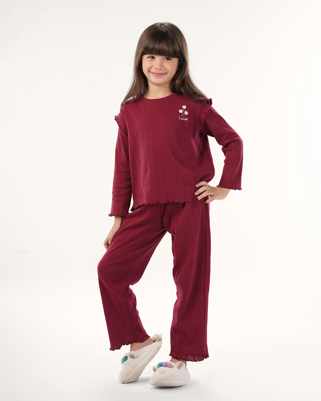 بيجامه بنطلون بونتيل بكرنشه على الكتف