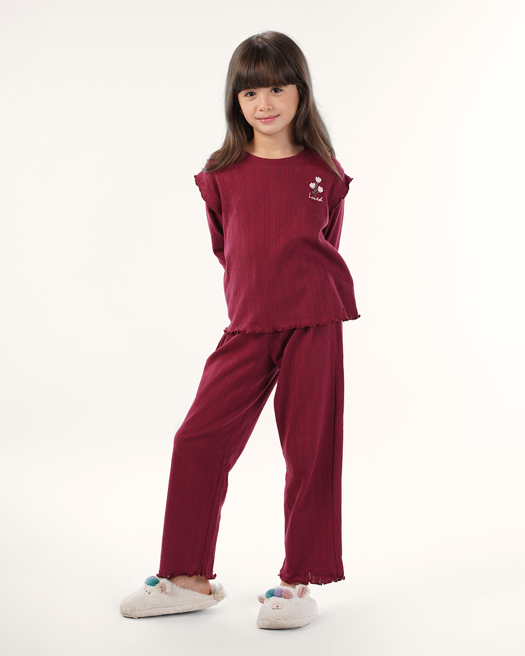 بيجامه بنطلون بونتيل بكرنشه على الكتف