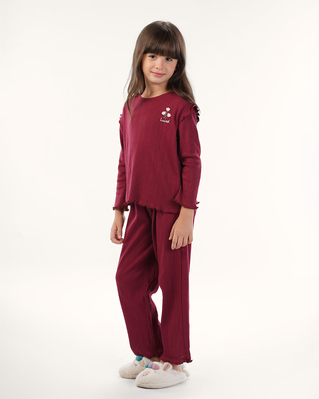 بيجامه بنطلون بونتيل بكرنشه على الكتف