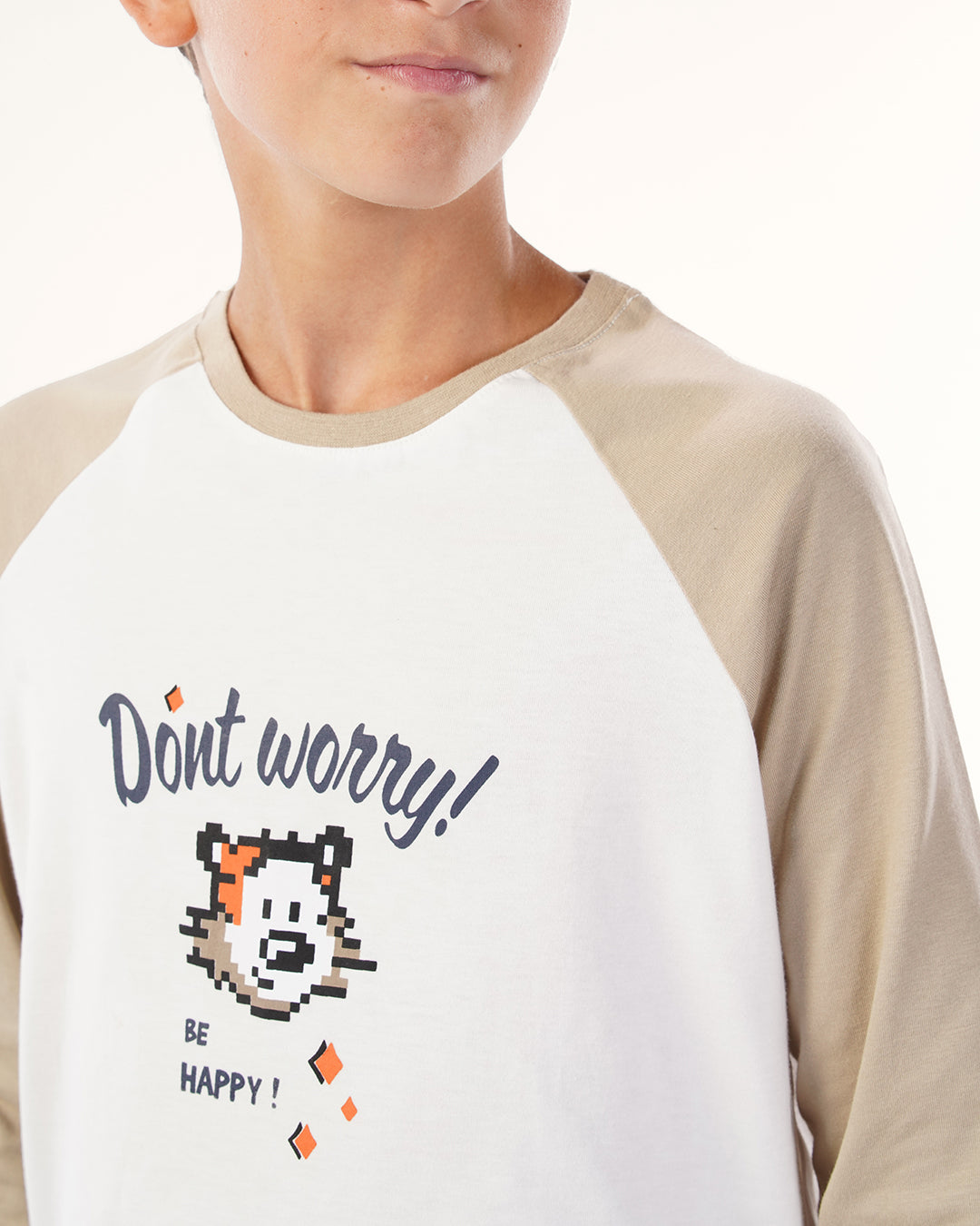 يجاما بنطلون نسيج مع توب كم رجلان طويل