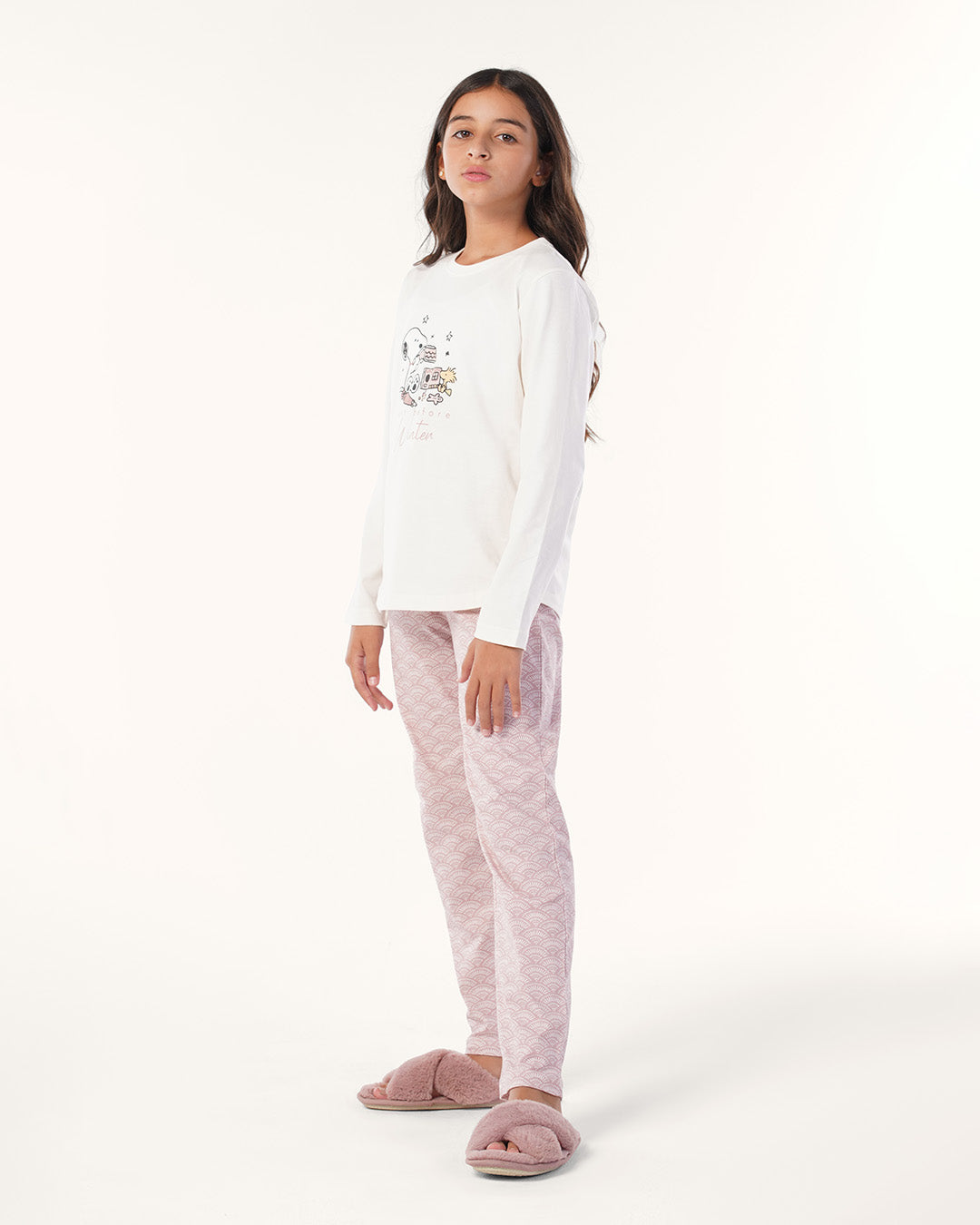 بيجامة بنطلون قطن و توب كُم طويل سنوبى