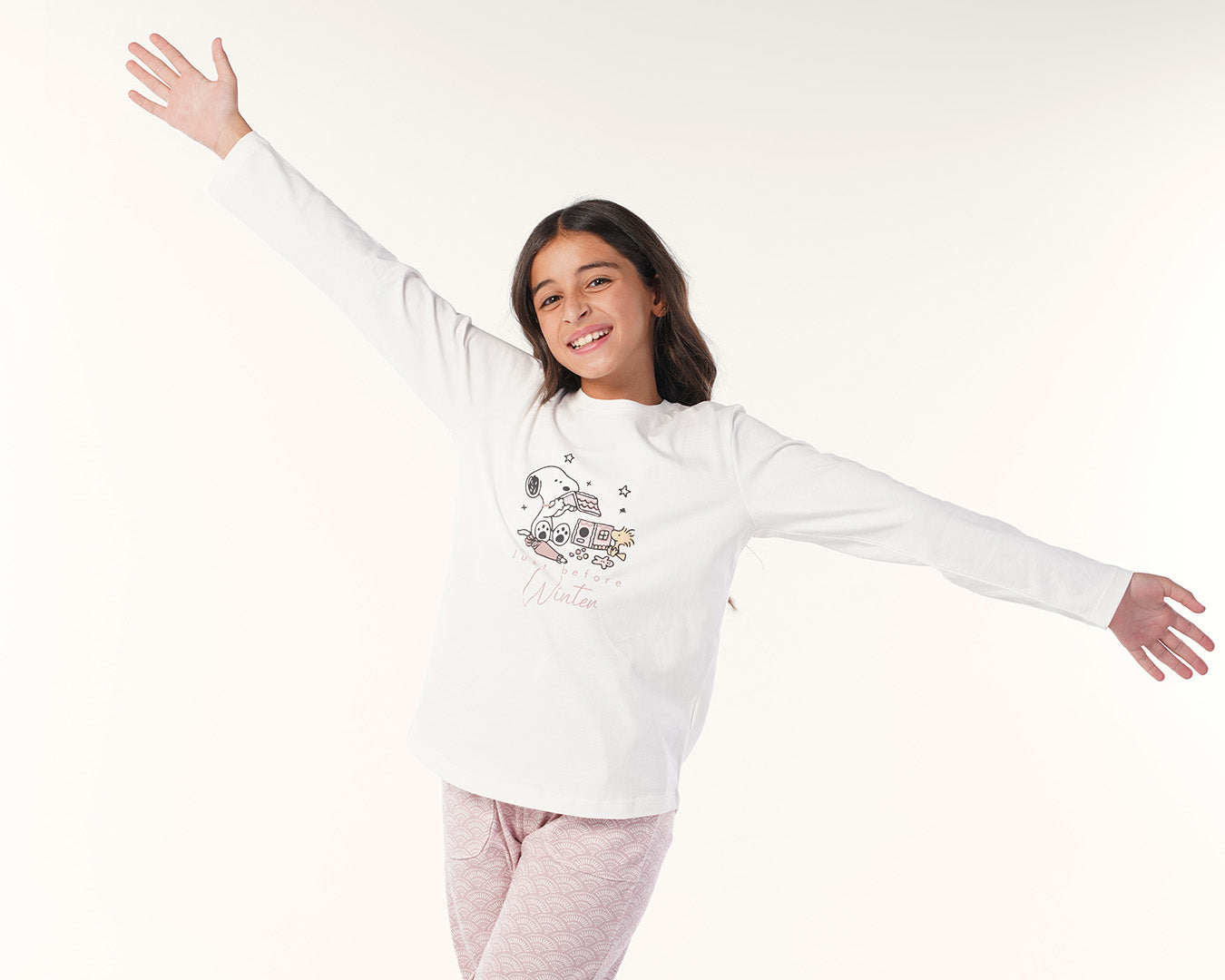 بيجامة بنطلون قطن و توب كُم طويل سنوبى