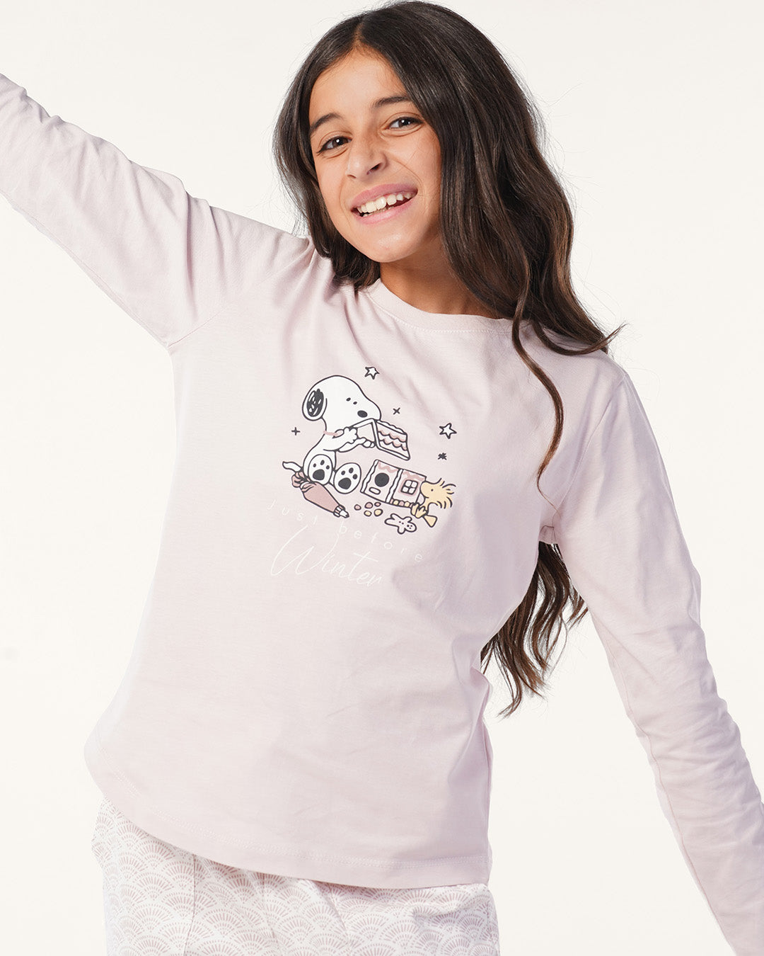 بيجامة بنطلون قطن و توب كُم طويل سنوبى