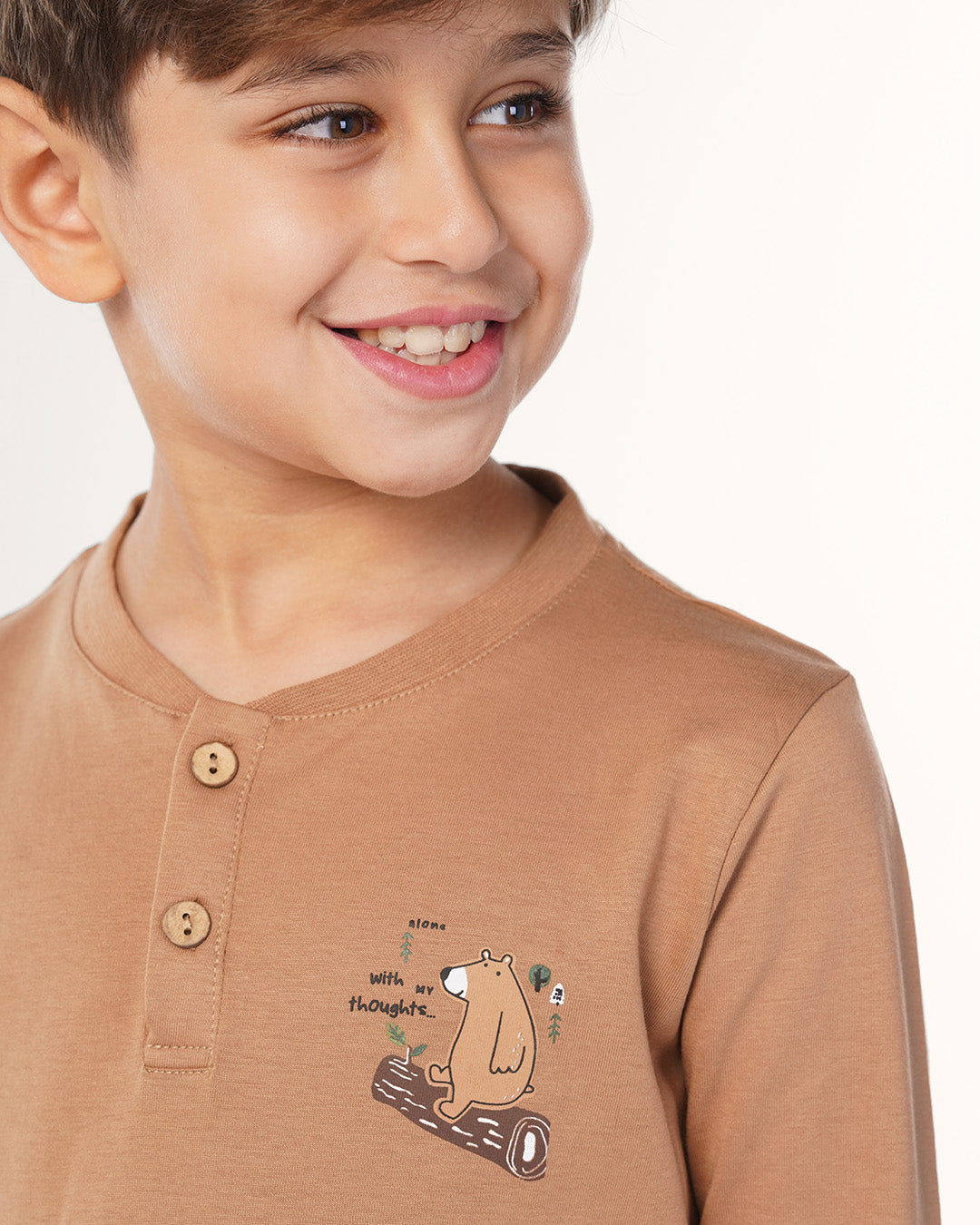 بيجاما بنطلون قطن و توب كُم طويل دب و شجره