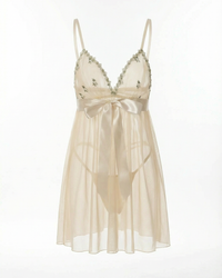 S24 Lingerie A Réglé Deux Morceaux de Chemise Court Avec un arc et un panti