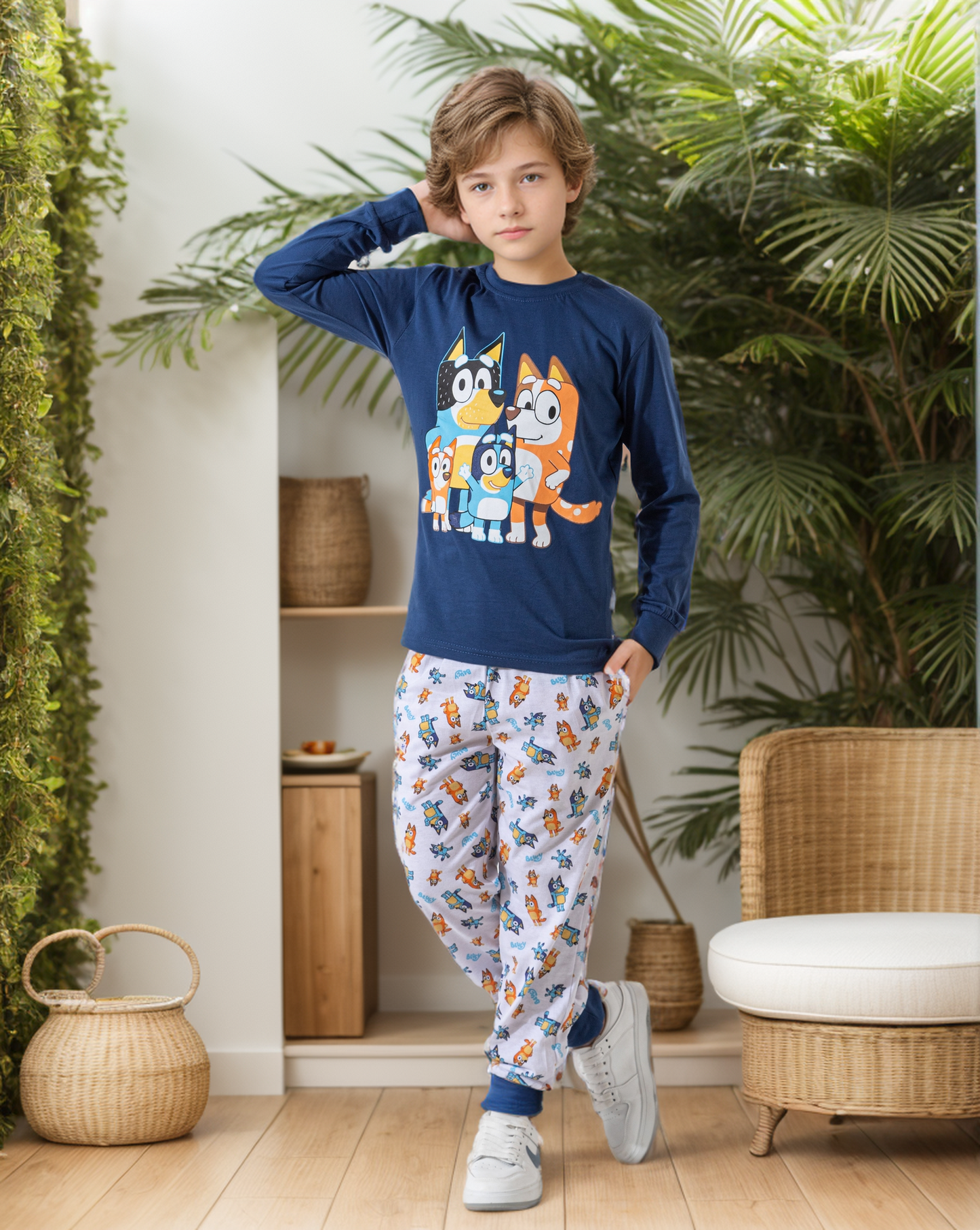 Bluey Family Children's pajamas for boys, long sleeves, 100% cotton * Printed pants, 100% cotton