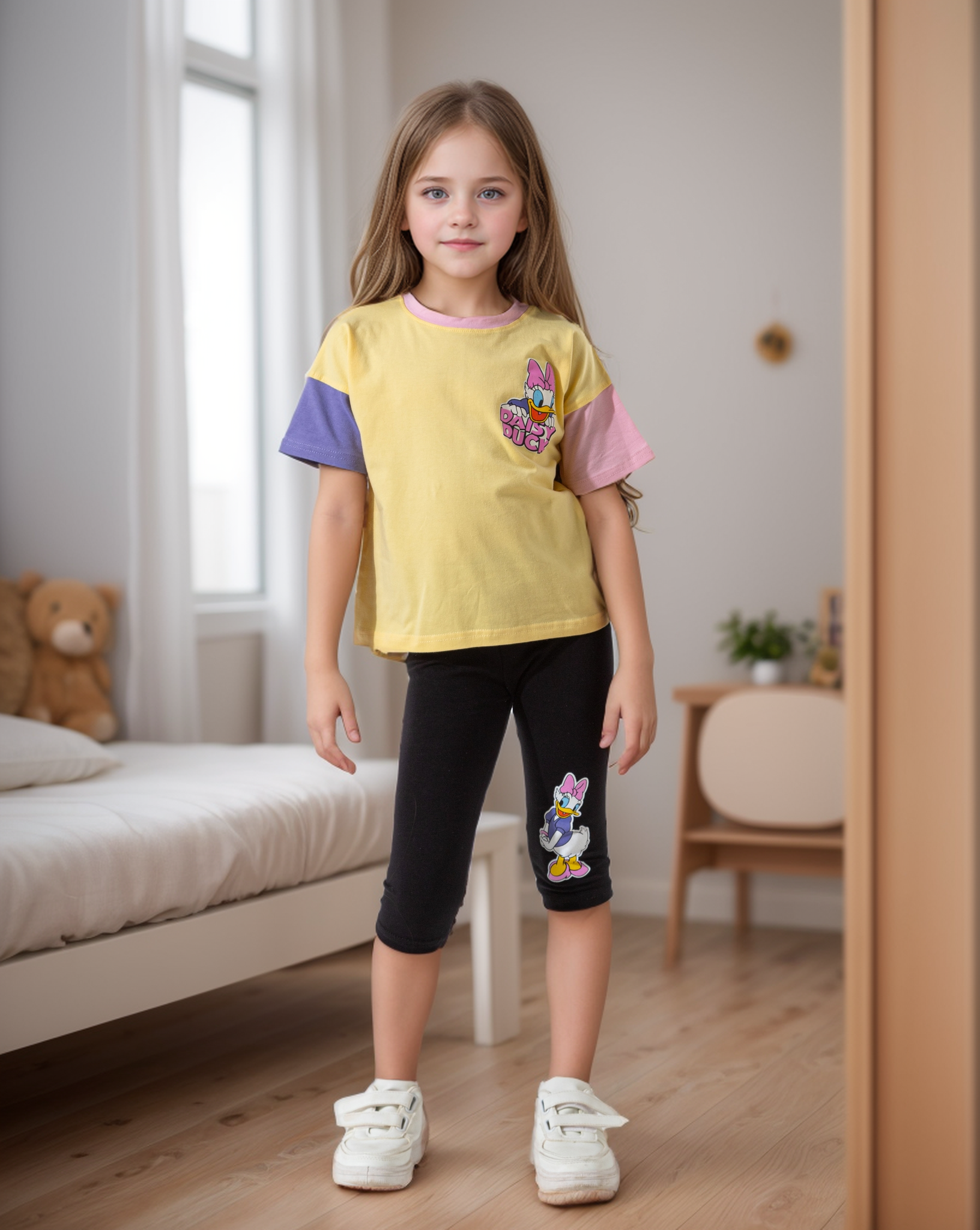 Daisy Duck بيجاما اطفالي بناتي نص كم وليجنج