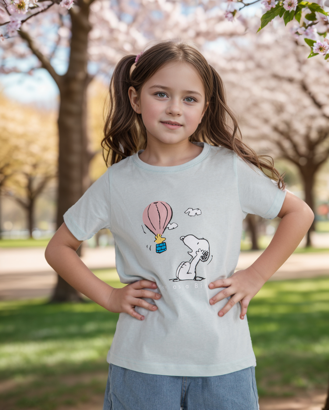 Snoopy تيشرت نص كم بناتي