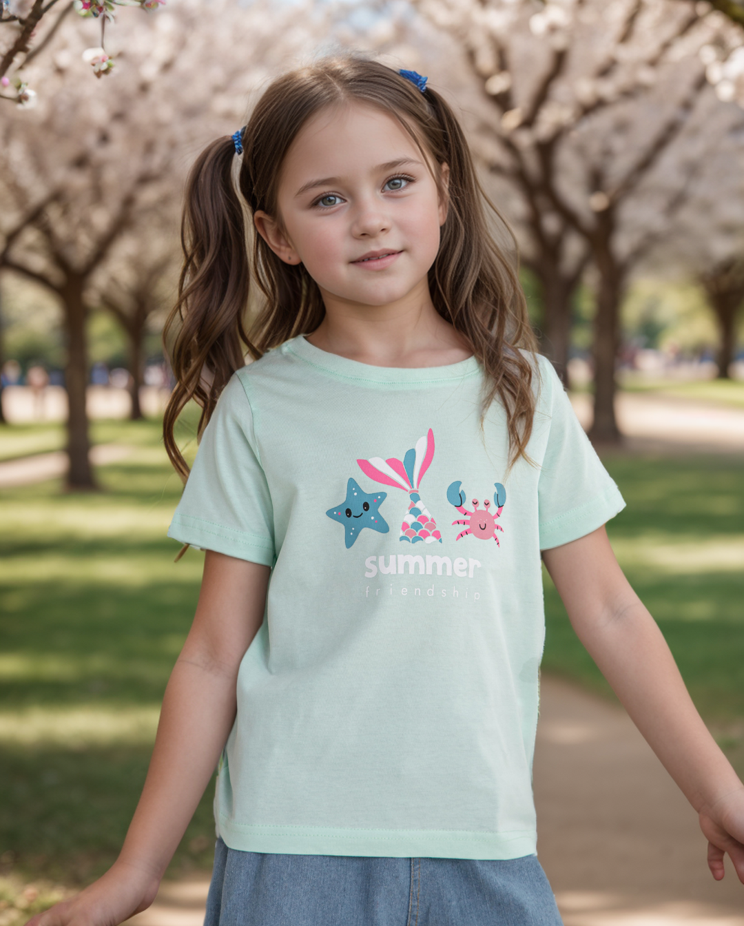 Mermaid تيشرت نص كم بناتي