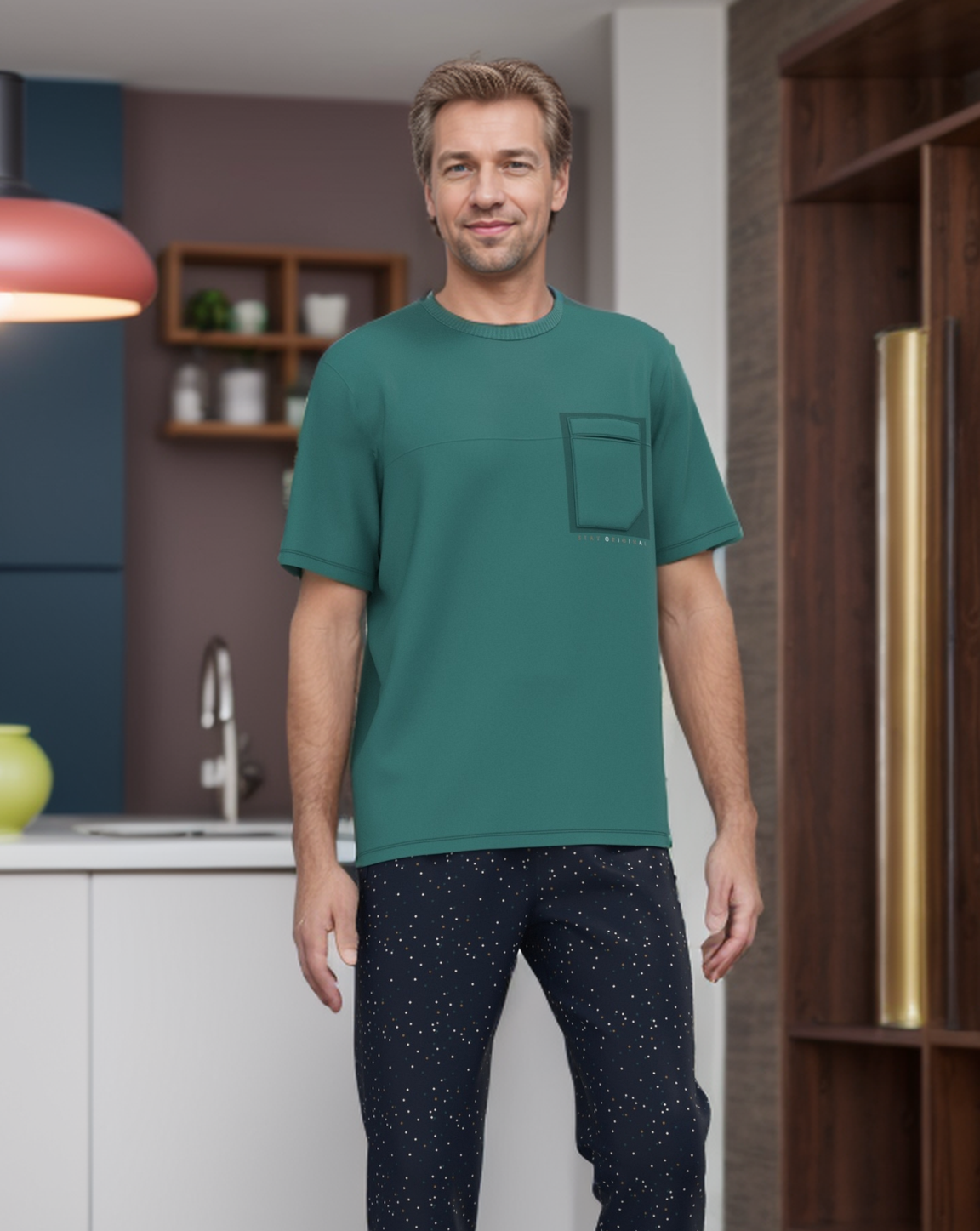 Micro Blocks men's pajamas with half sleeves and pants