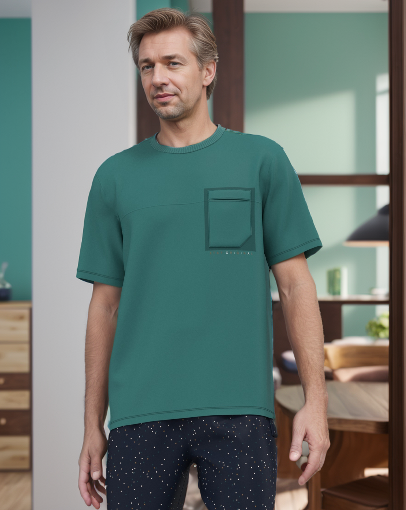 Micro Blocks men's pajamas with half sleeves and pants