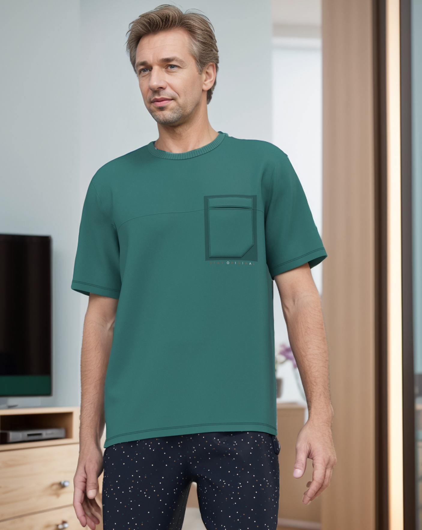 Micro Blocks men's pajamas with half sleeves and pants