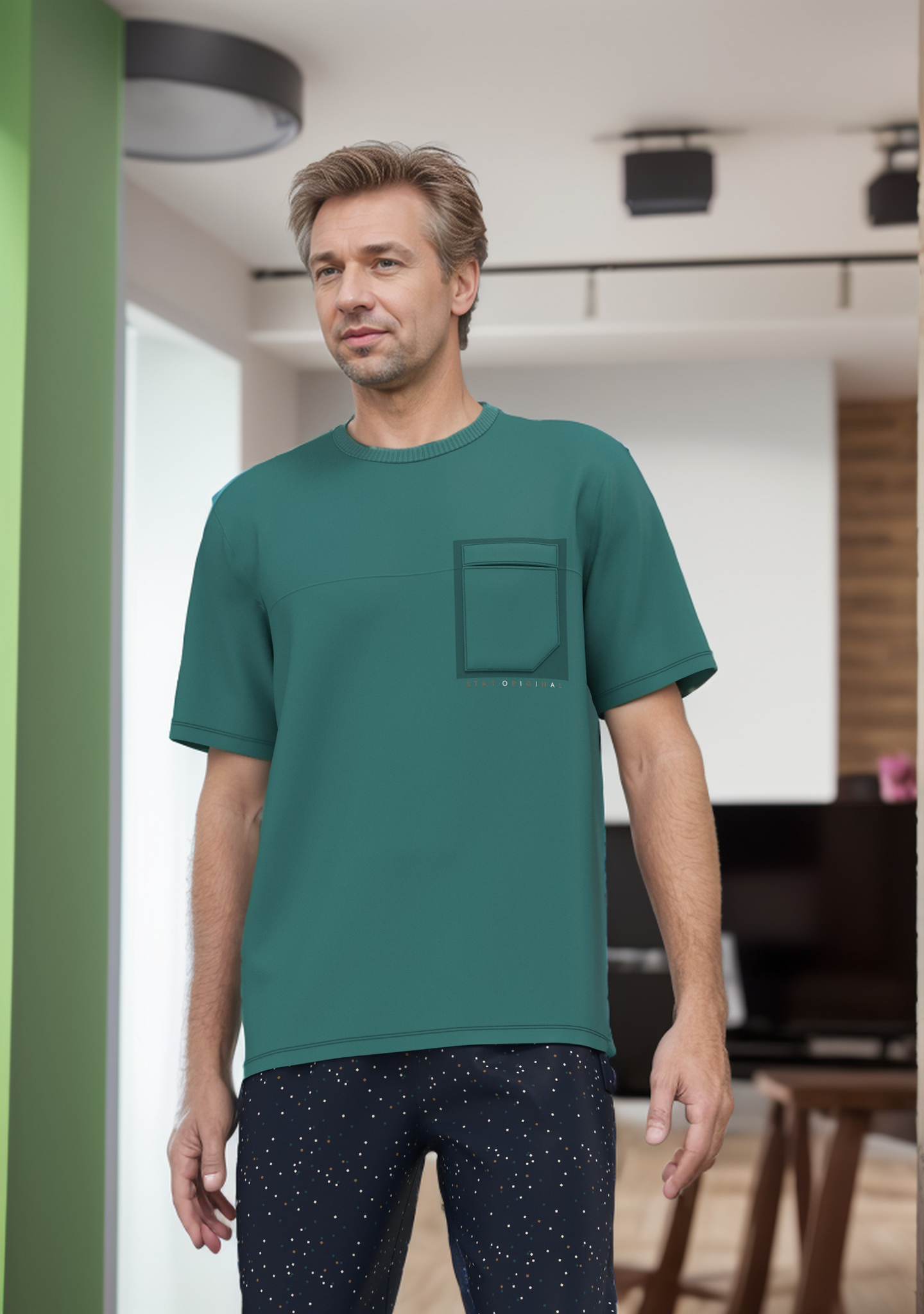 Micro Blocks men's pajamas with half sleeves and pants