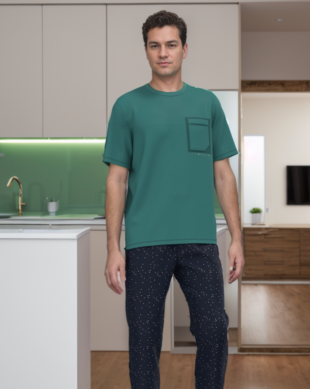 Micro Blocks men's pajamas with half sleeves and pants