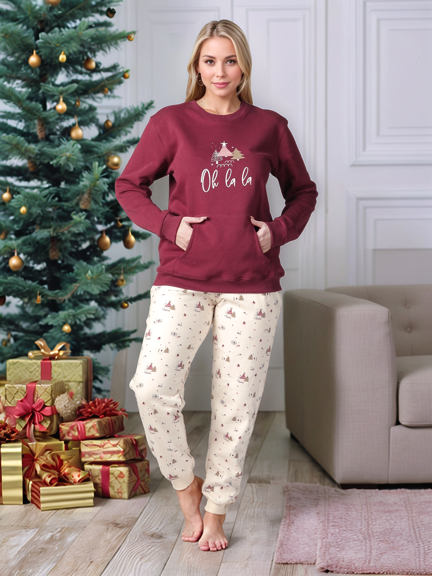 oh la la women's christmas pajamas
