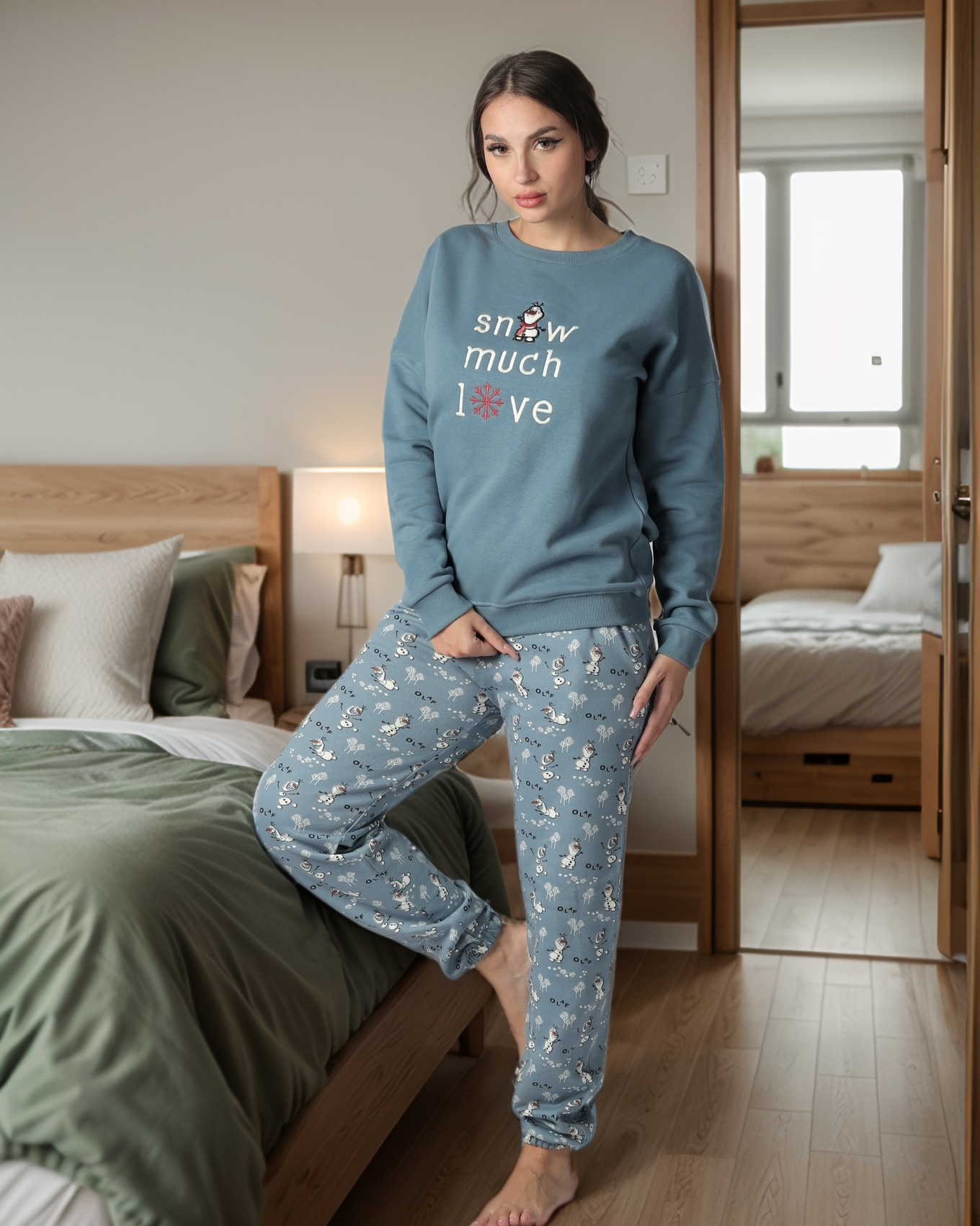 snow much love women's pajamas with sleeves