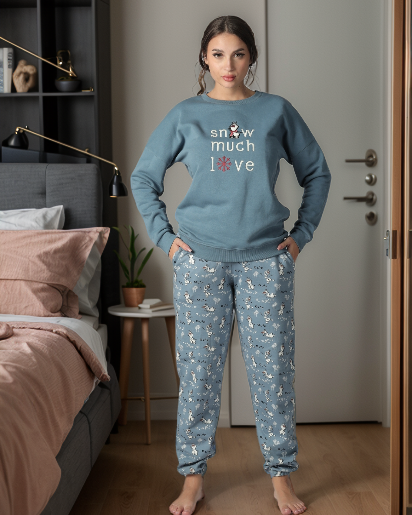 snow much love women's pajamas with sleeves