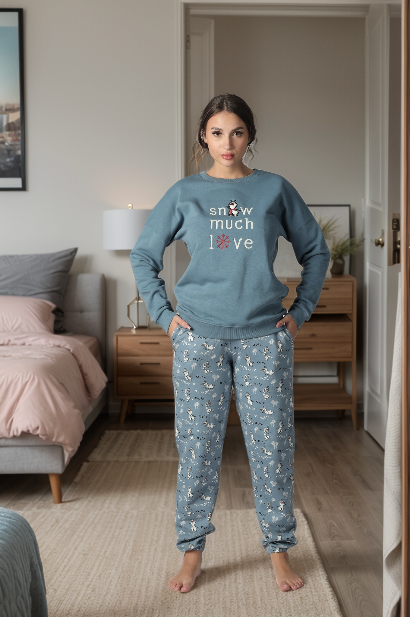 snow much love women's pajamas with sleeves