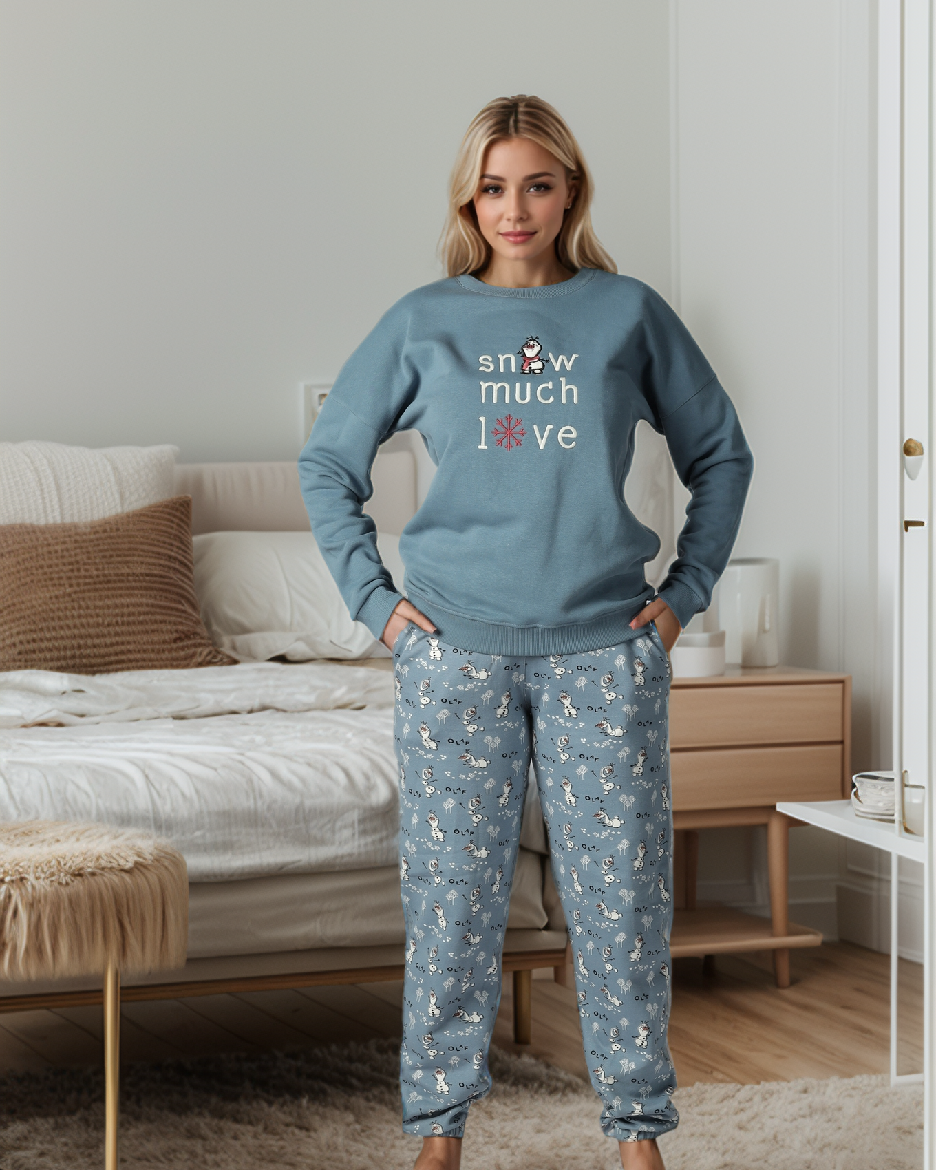 snow much love women's pajamas with sleeves