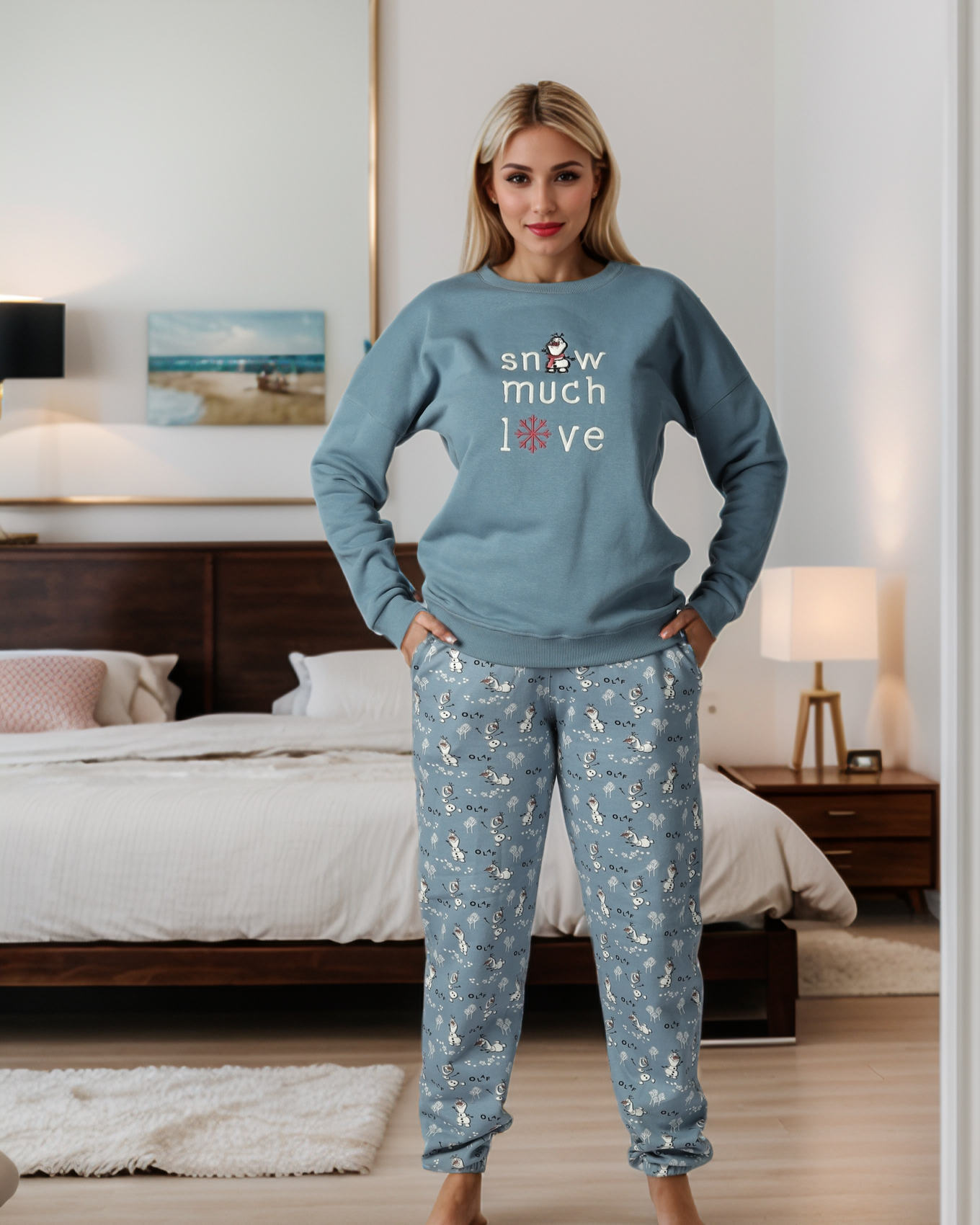 snow much love women's pajamas with sleeves