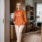 Keep Life Women's Pajamas Velvet T-shirt with printed sleeves on the chest and patterned pants