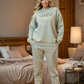 GREAT Women's Pajamas T-shirt with printed sleeves on the chest and patterned pants