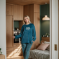 The Kind Story Women's Pajamas Velvet T-shirt with printed sleeves on the chest and patterned pants