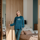 The Kind Story Women's Pajamas Velvet T-shirt with printed sleeves on the chest and patterned pants