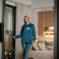 The Kind Story Women's Pajamas Velvet T-shirt with printed sleeves on the chest and patterned pants