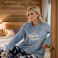 Happy Place Women's Velvet Pajamas, T-shirt with printed sleeves on the chest and floral patterned pants