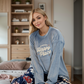 Happy Place Women's Velvet Pajamas, T-shirt with printed sleeves on the chest and floral patterned pants
