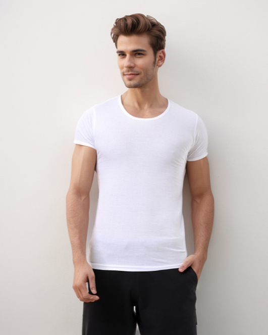 Men Half sleeved Undershirt فانلة رجالي نص كًم