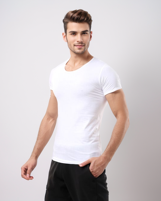 Men Half sleeved Undershirt فانلة رجالي نص كًم