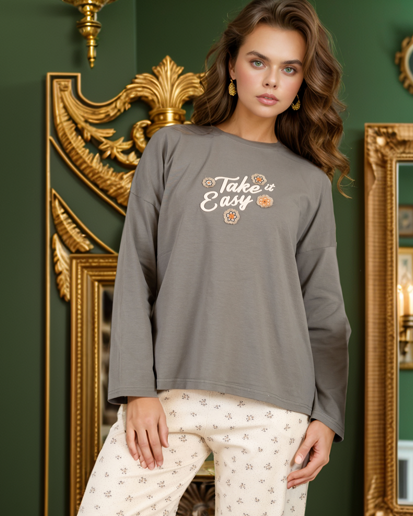 Take it easy بيجاما حريمي كم و بنطلون