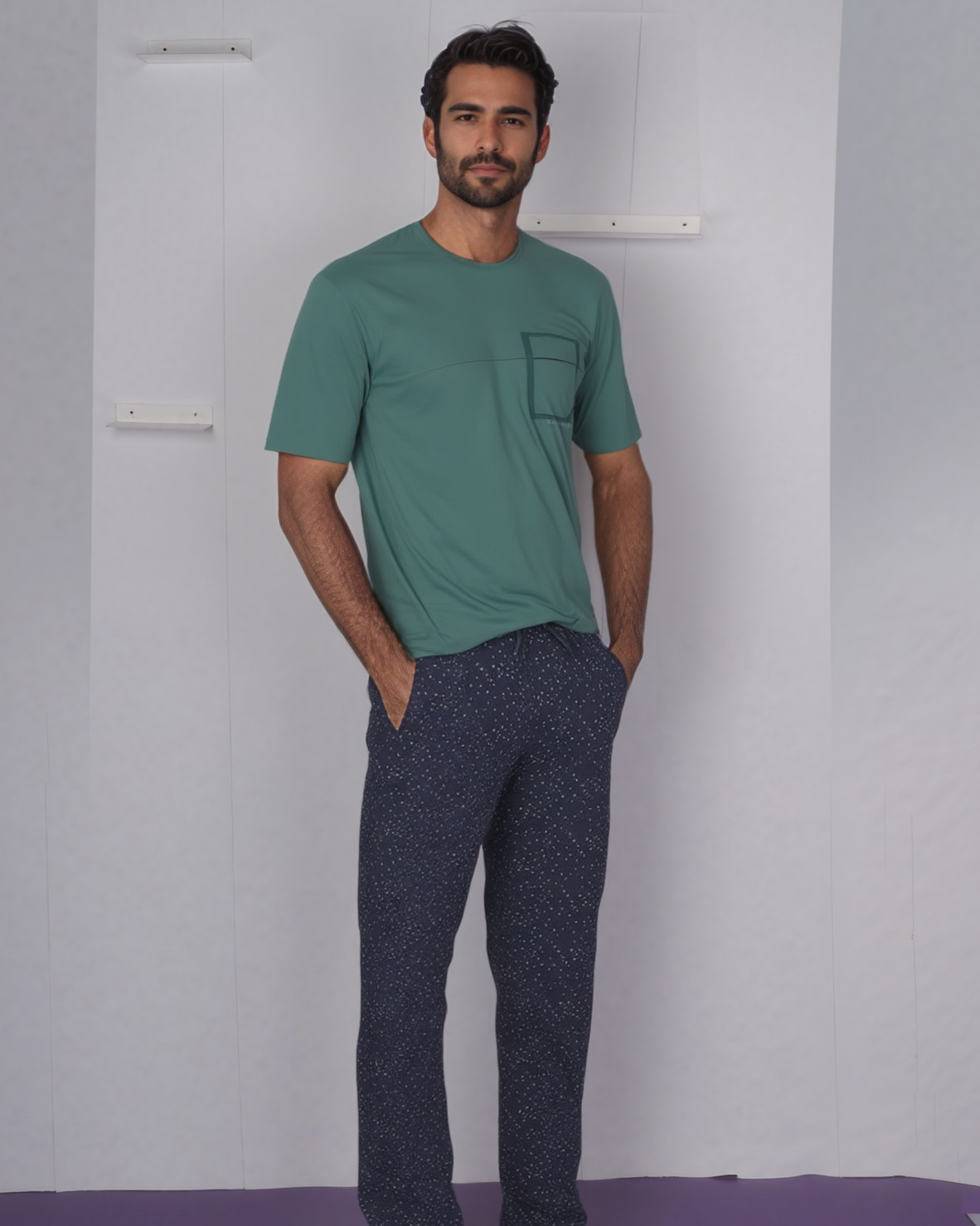 Micro Blocks men's pajamas with half sleeves and pants