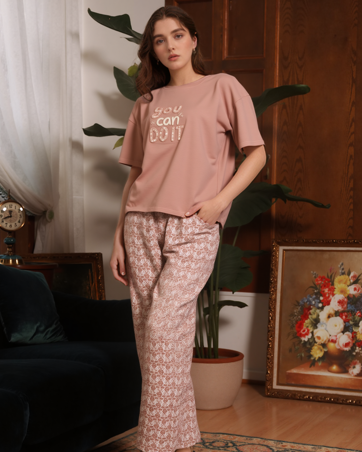 You can do it بيجاما حريمي نص كم و بنطلون