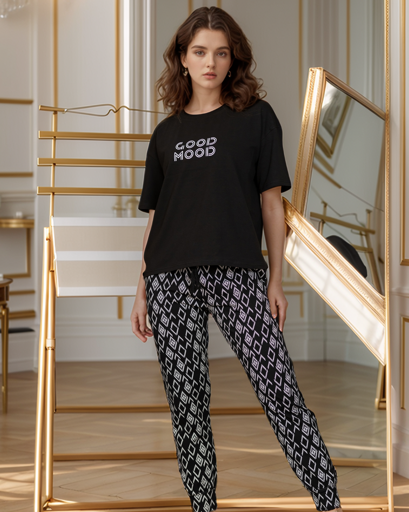 Good mood بيجاما حريمي بنطلون اسود