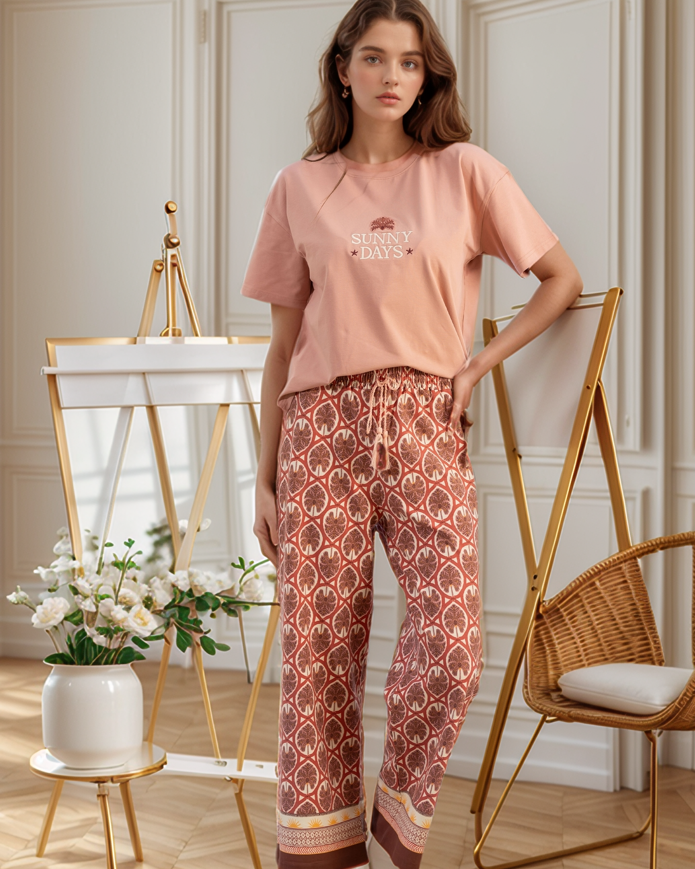 sunny day بيجاما حريمي نص كم بنطلون الكينار