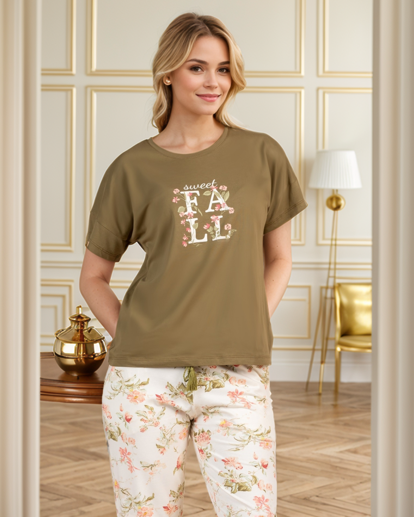 Sweet Fall بيجاما حريمي نص كم و بنطلون