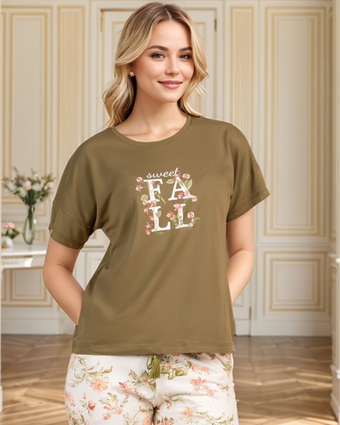 Sweet Fall بيجاما حريمي نص كم و بنطلون