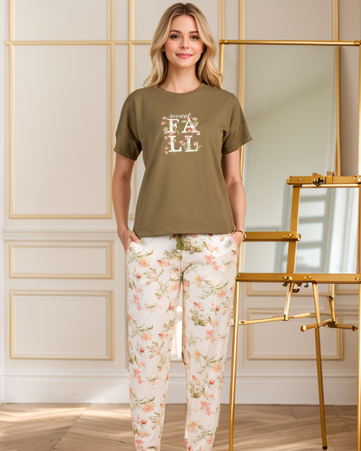 Sweet Fall بيجاما حريمي نص كم و بنطلون