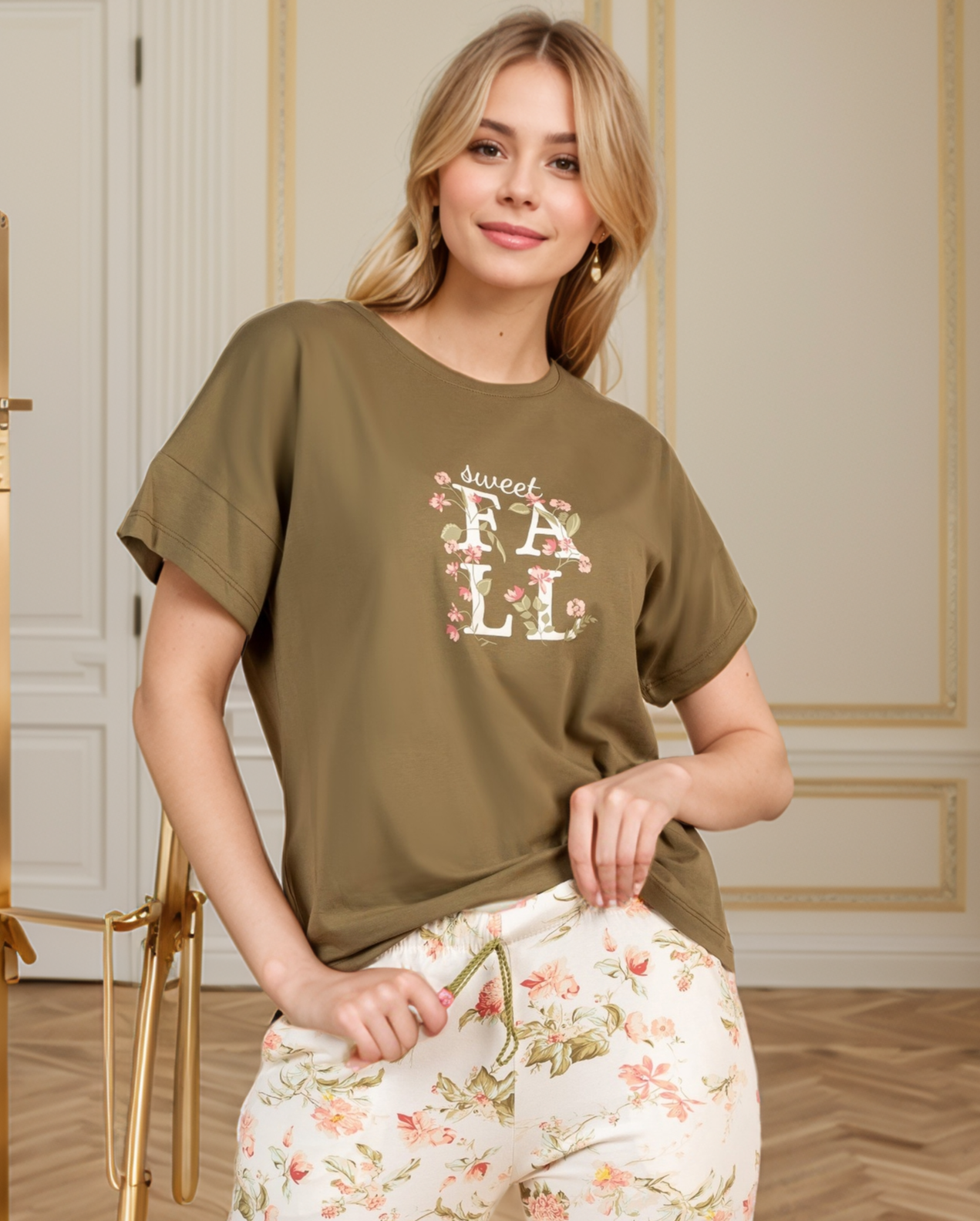 Sweet Fall بيجاما حريمي نص كم و بنطلون