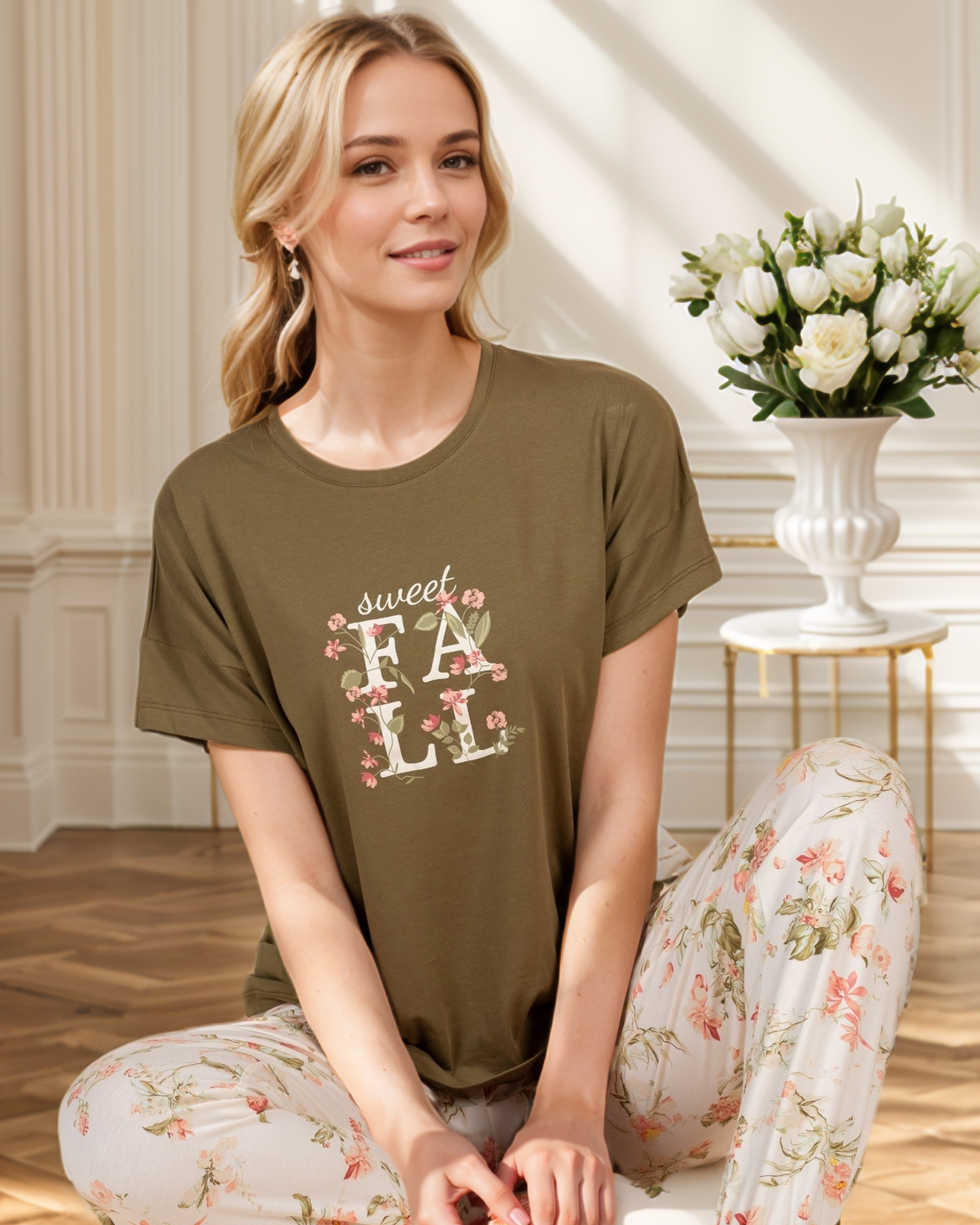 Sweet Fall بيجاما حريمي نص كم و بنطلون