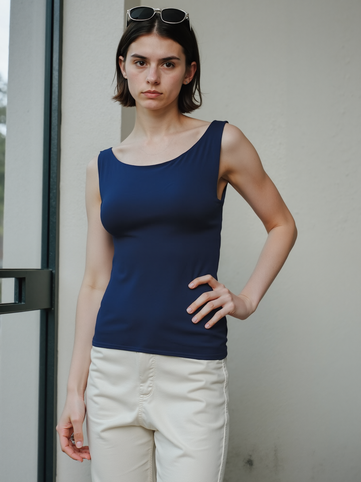 polyamid بدى ساده حريمي ياقه القارب